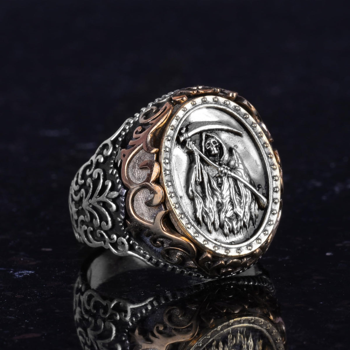 Death Angel Designed Men's Ring - Skull Ring - 925 Sterling Silver Men's Ring — 5