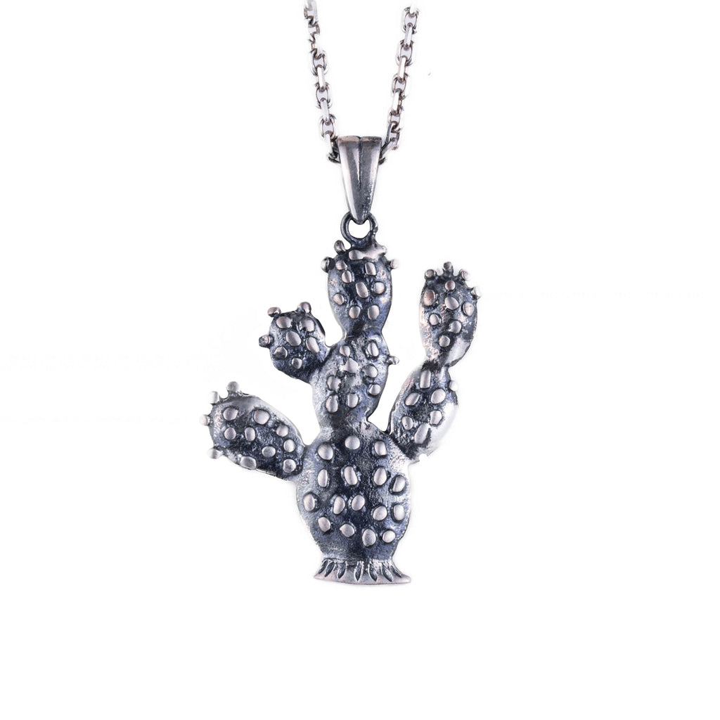 KAMBO 925 Sterling Silver Cactus Necklace – Handmade Desert-Inspired Jewelry – Minimalist Boho Charm – Gift for Nature Lovers