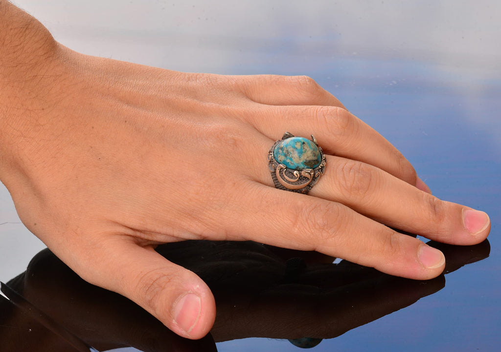 Real Arizona Turquoise Stone Ring — 7