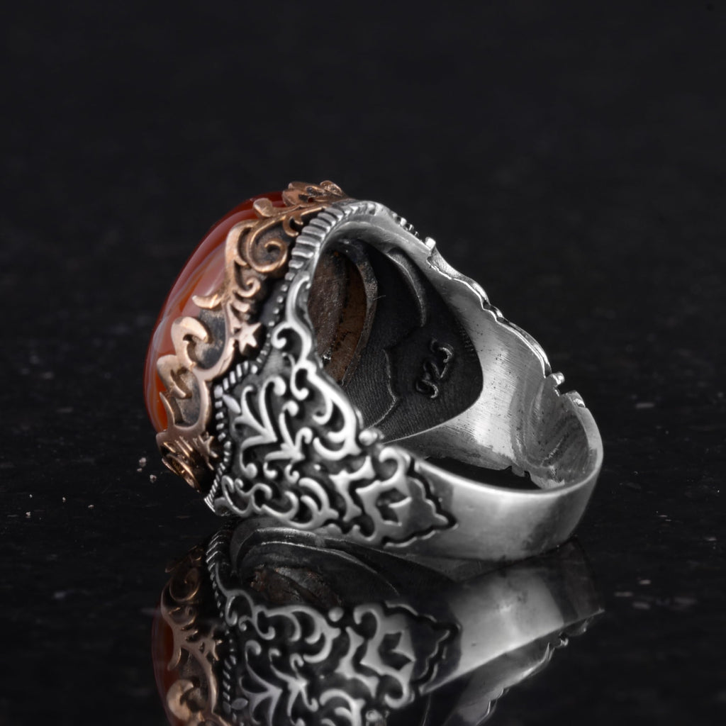 Natural Agate Stone Handmade Ring - 925 Sterling Silver — 7