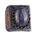 Natural Stone Ring - 925 Sterling Silver Islamic Ring - Handmade Calligraphy Ring (Lapis Lazuli)