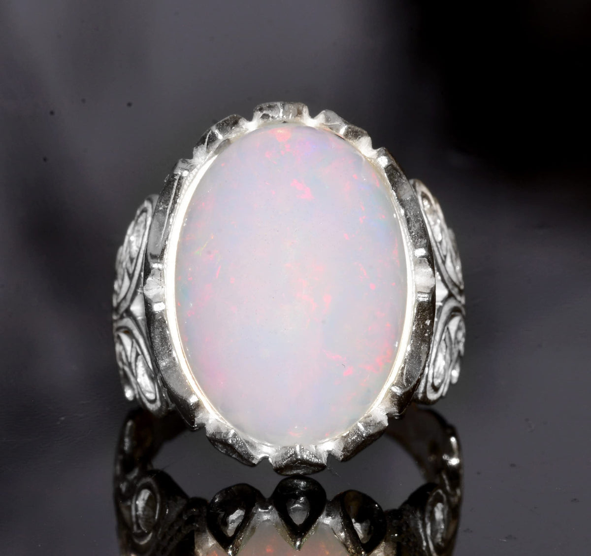 Real Australian Opal Men's Ring - 10.00 Carat - 925 Sterling Silver — 5
