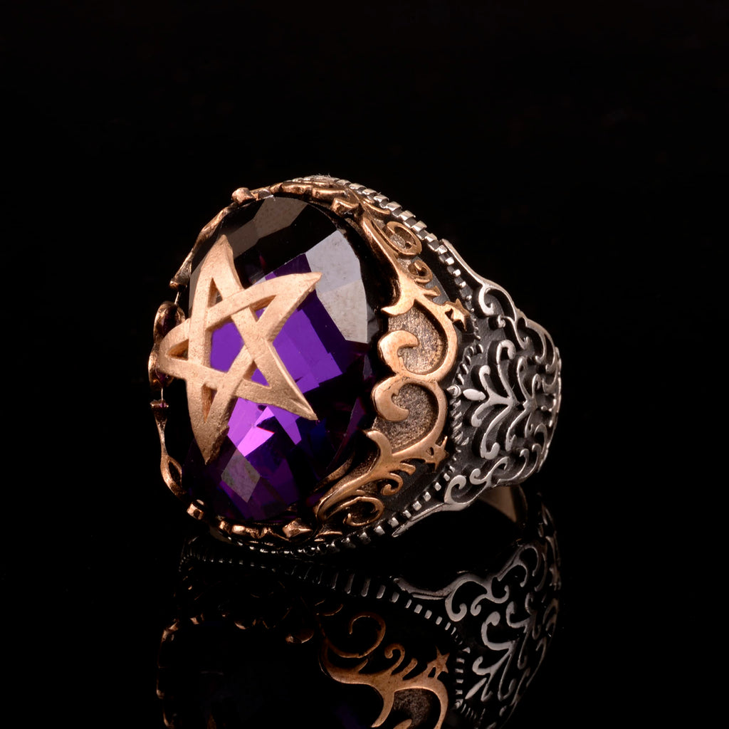 Star Ring, Seal Ring, 925 Sterling Silver Men's Ring, Handmade Ring — 3