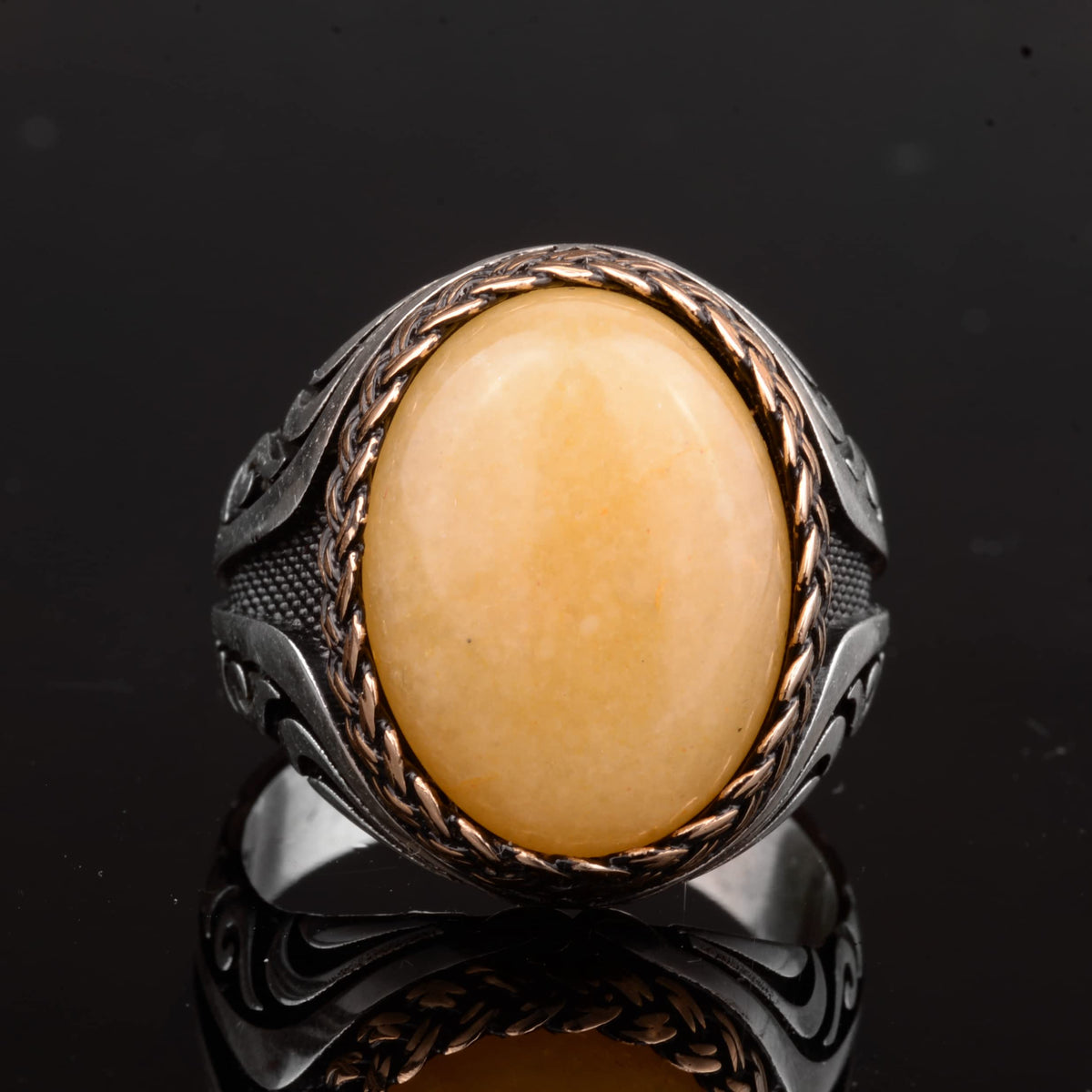 Natural Yellow Agate Stone Ring — 3