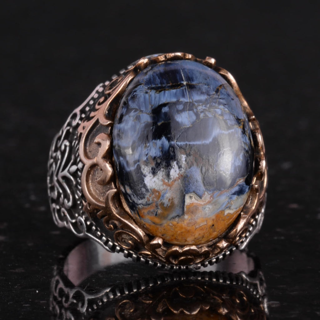 Natural Pietersite Stone Handmade Ring - 925 Sterling Silver — 5