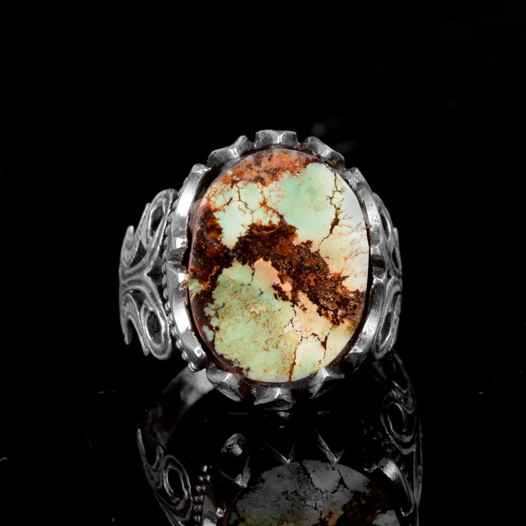 Natural Arizona Turquoise Stone Ring (Model-6) — 2