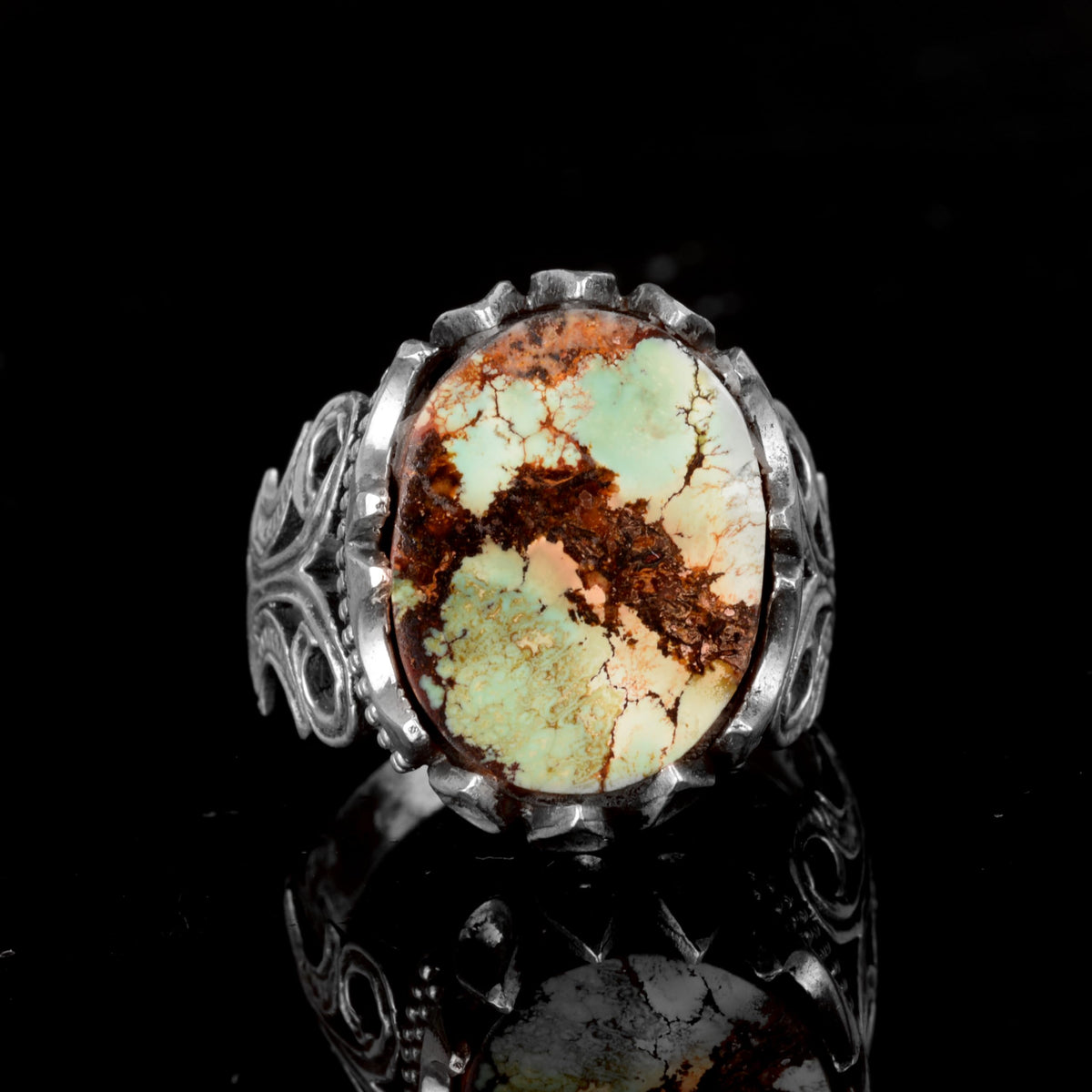 Natural Arizona Turquoise Stone Ring (Model-6) — 2