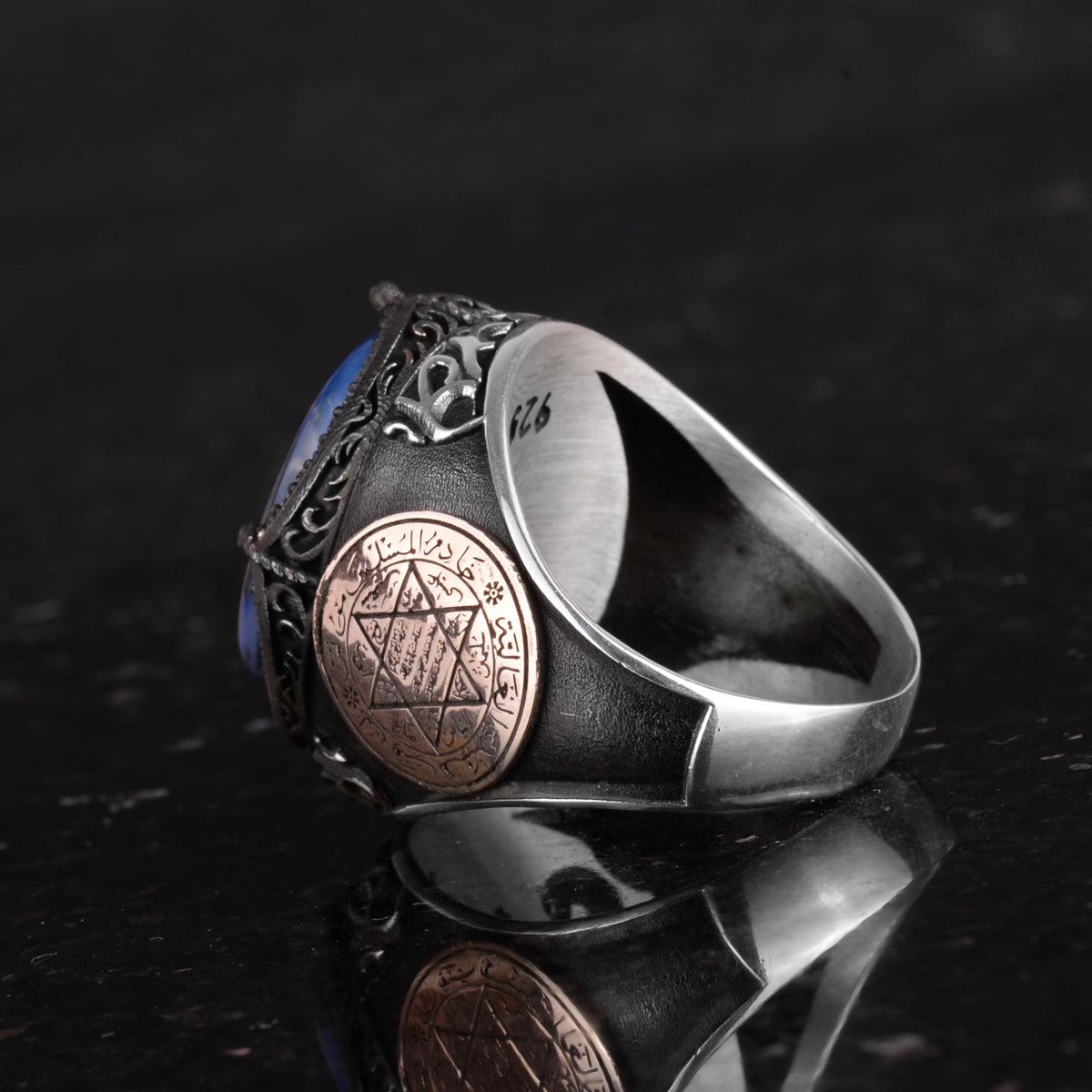 Star of David Pattern Ring - Handmade Ring - 925 Sterling Silver Men's Ring — 7