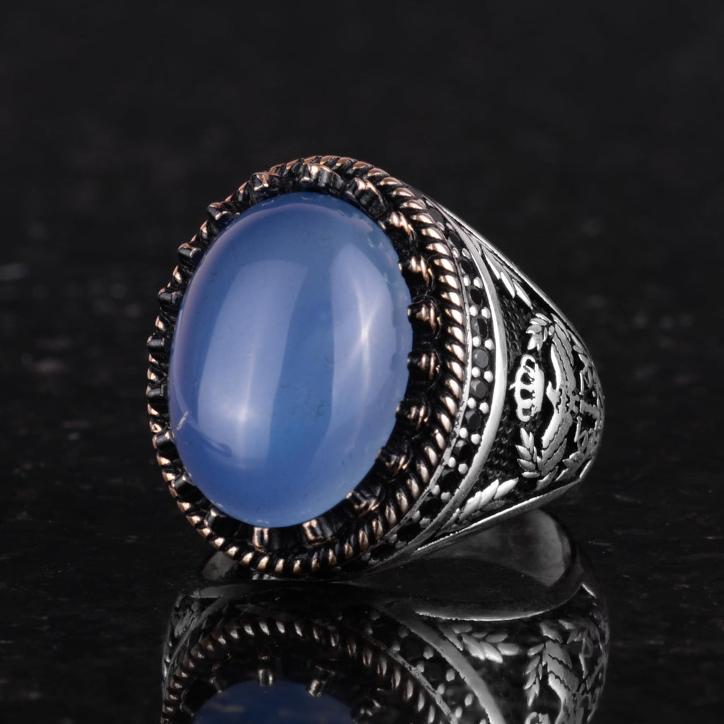 Natural Stone Ring - Handmade Hawk Ring - 925 Sterling Silver — 6