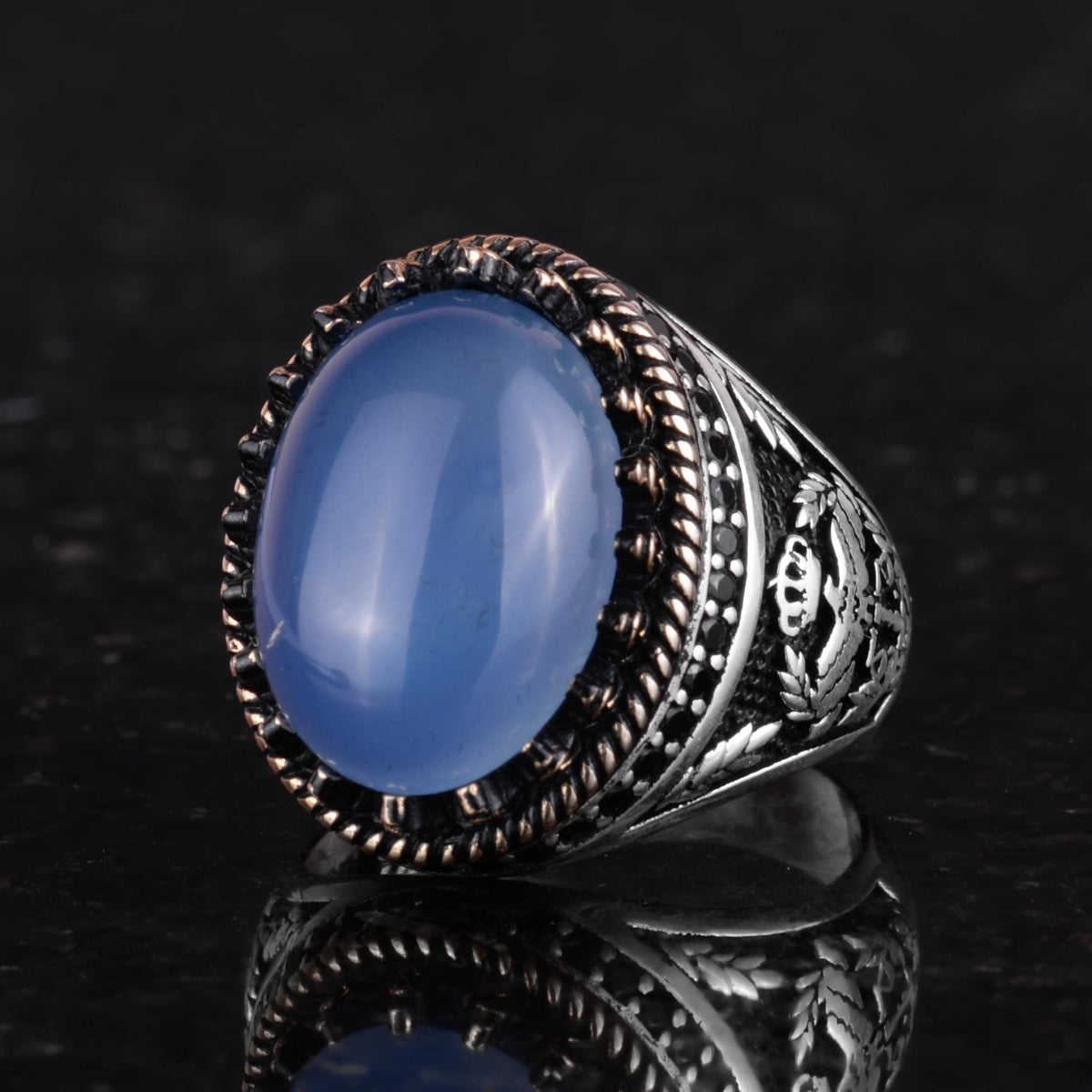 Natural Stone Ring - Handmade Hawk Ring - 925 Sterling Silver — 6