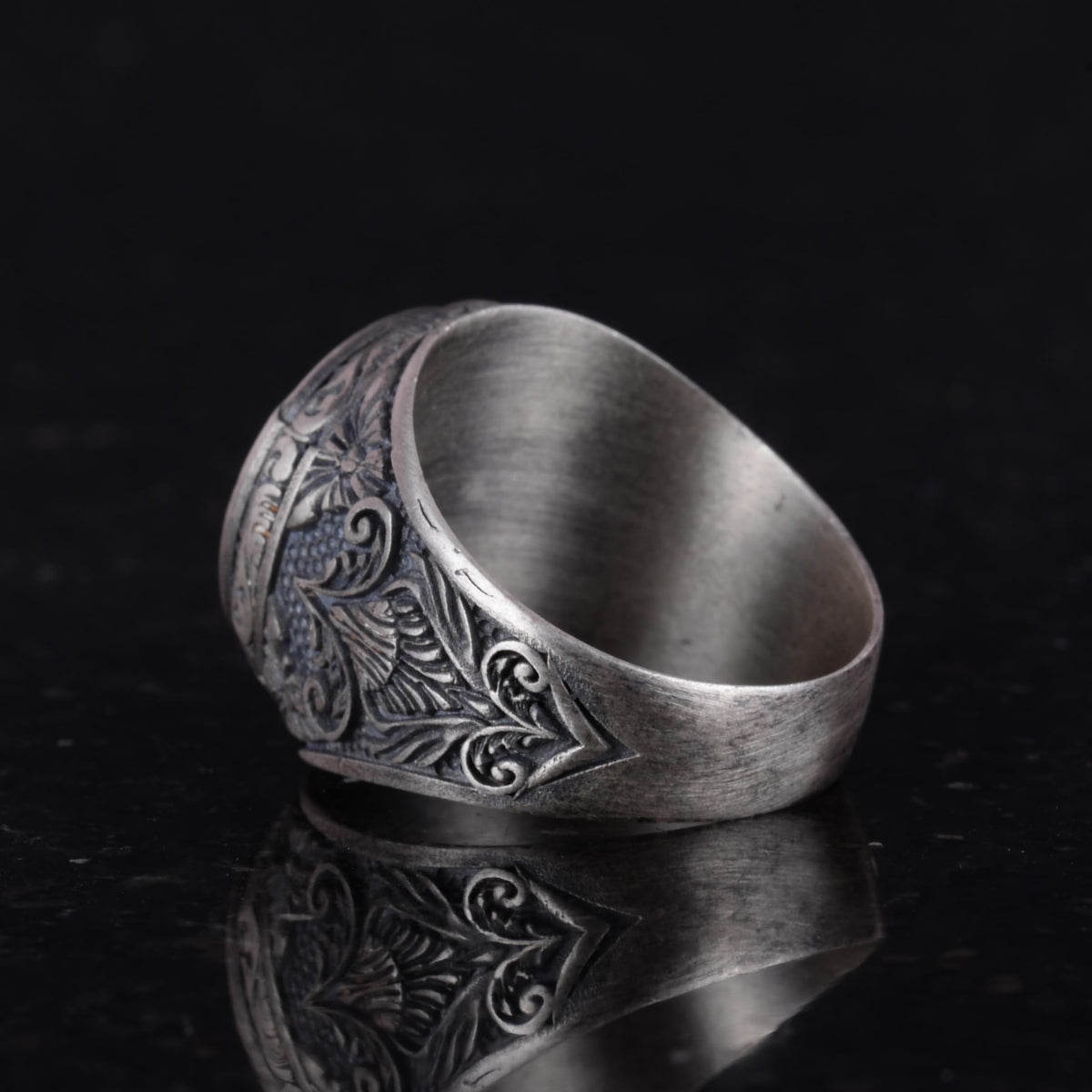 Star and Moon Ring - 925 Sterling Silver Flag Ring — 7