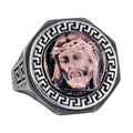 925 Sterling Silver Ring - Men's Ring with Greek Key Design - Handmade Ring (Jesus)