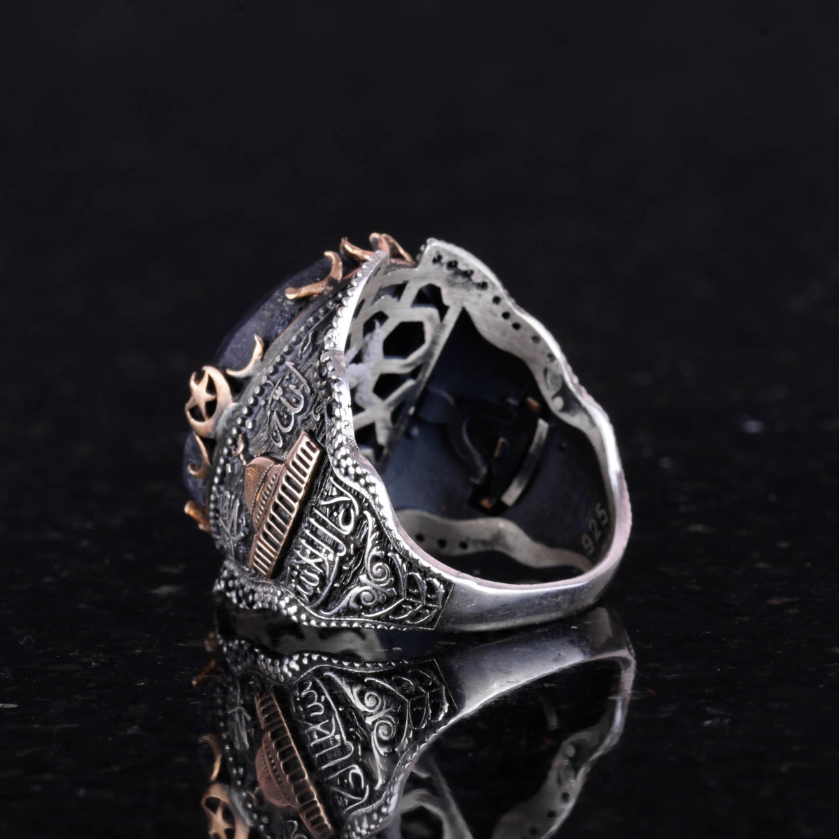 Silver Mosque Ring - 925 Sterling Silver Sapphire Stone Ring — 6
