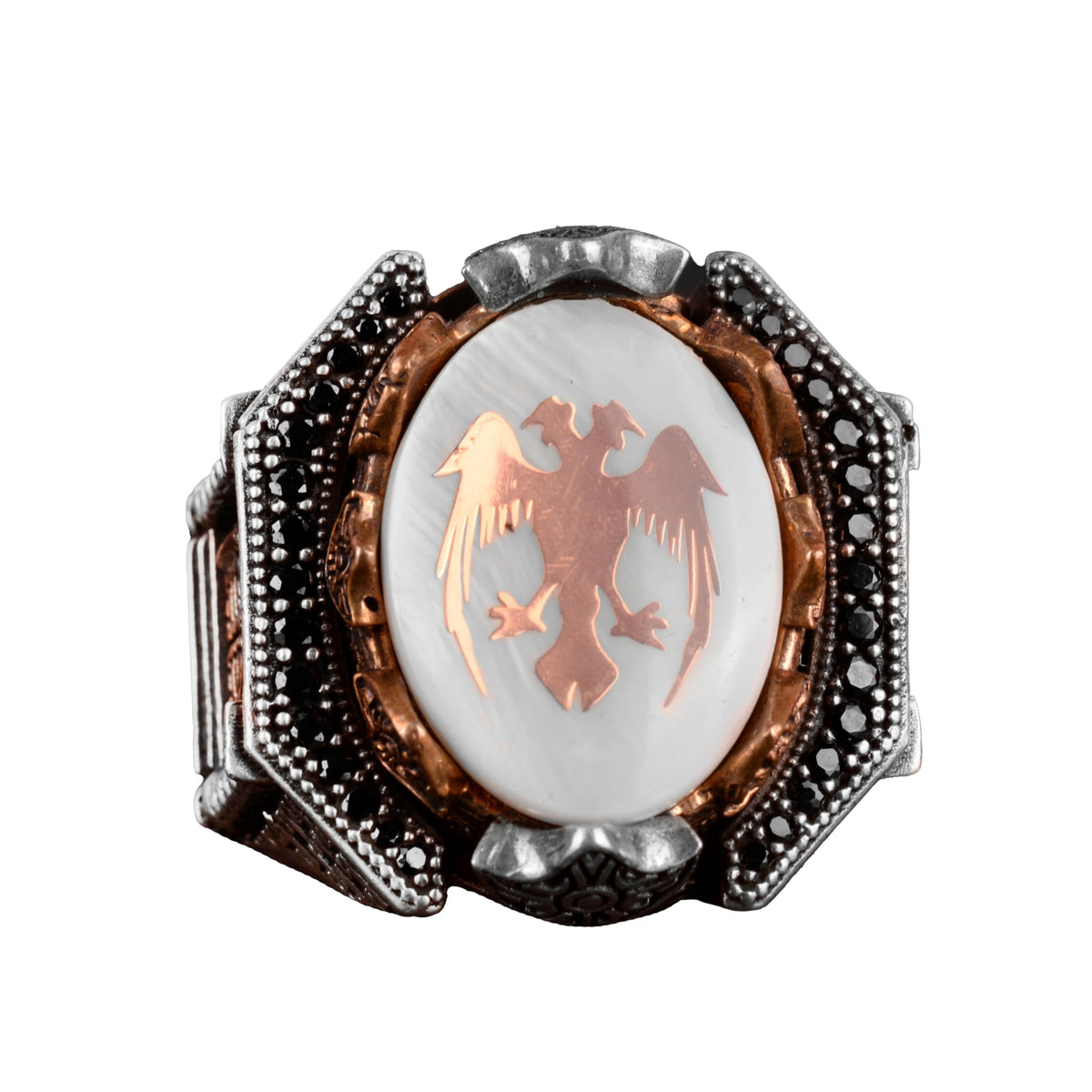 925 Sterling Silver Men's Double-Headed Eagle Ring - Showy Design, Ideal for Daily Wear and Special Occasions