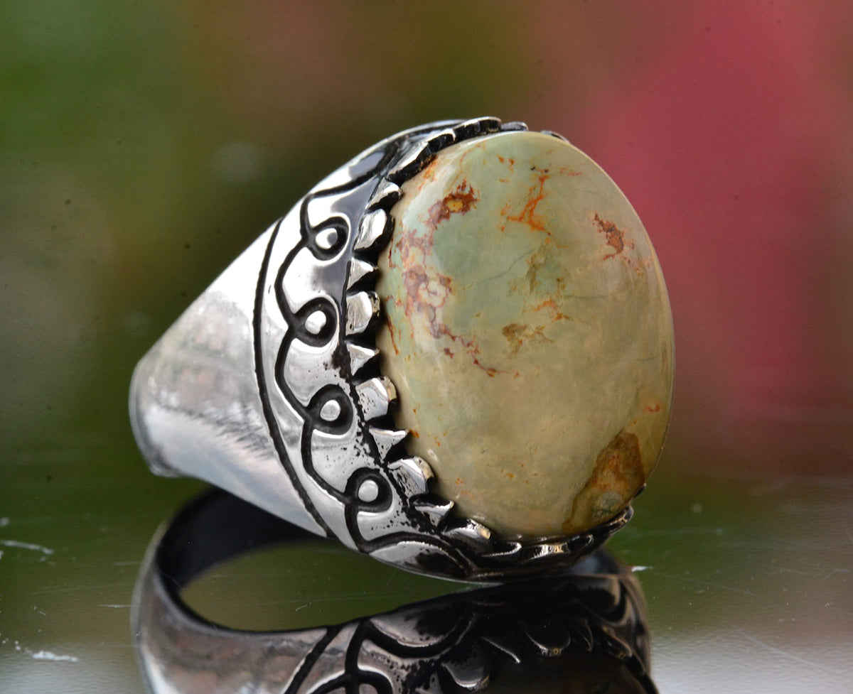 Arizona Green Turquoise Stone Ring (Model-2) — 5