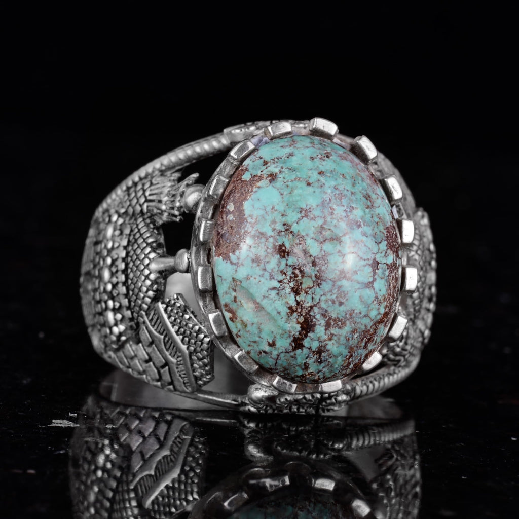 Natural Arizona Turquoise Stone Ring, 925 Sterling Silver Ring (Model-2) — 5