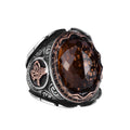 925 Sterling Silver Ring, Smoky Quartz Stone Ring