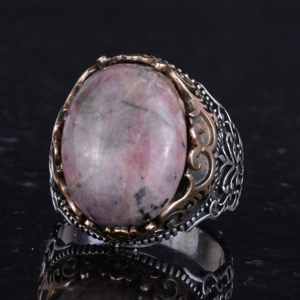 Natural Stone Handmade Ring - 925 Sterling Silver Ring (Rhodonite) — 6