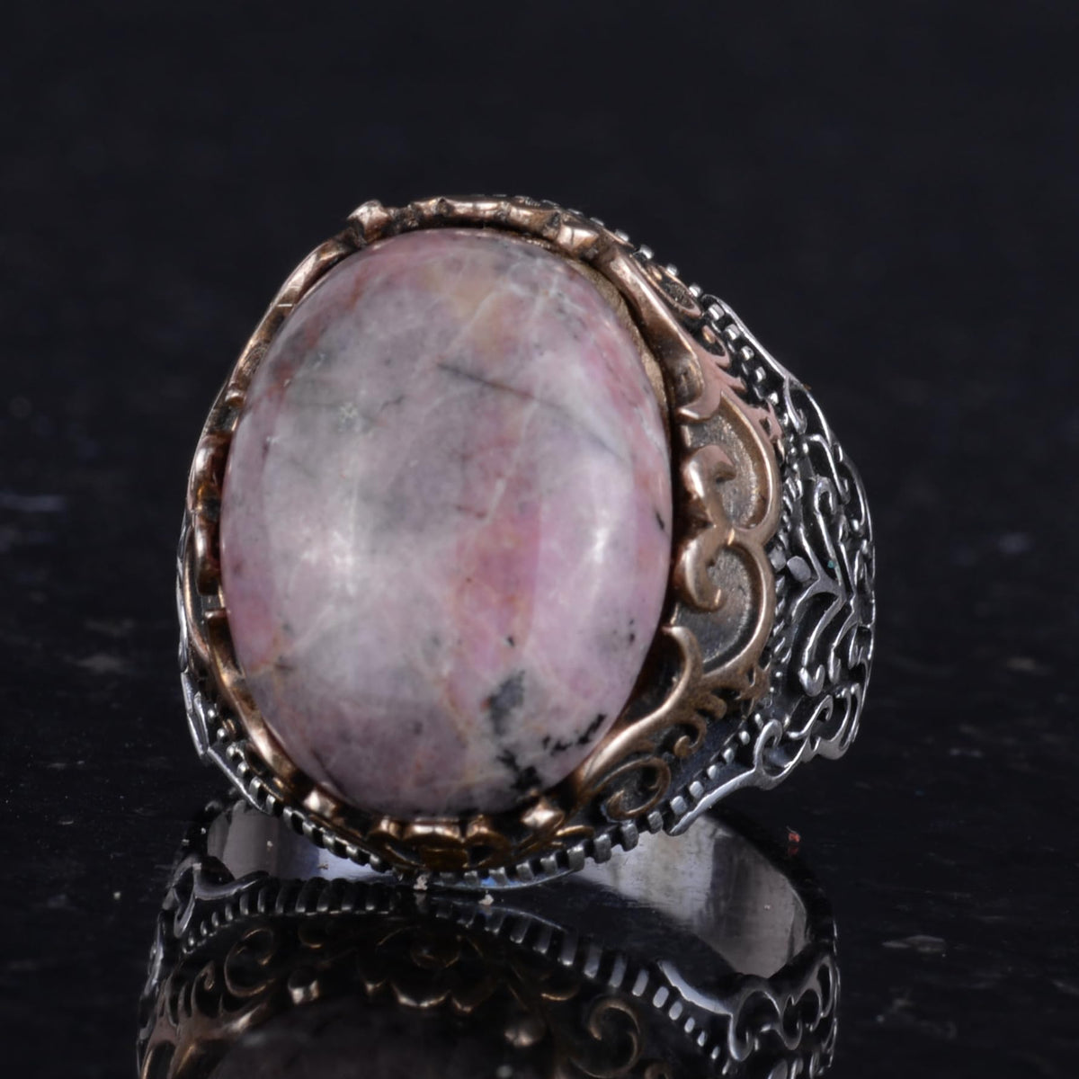 Natural Stone Handmade Ring - 925 Sterling Silver Ring (Rhodonite) — 6