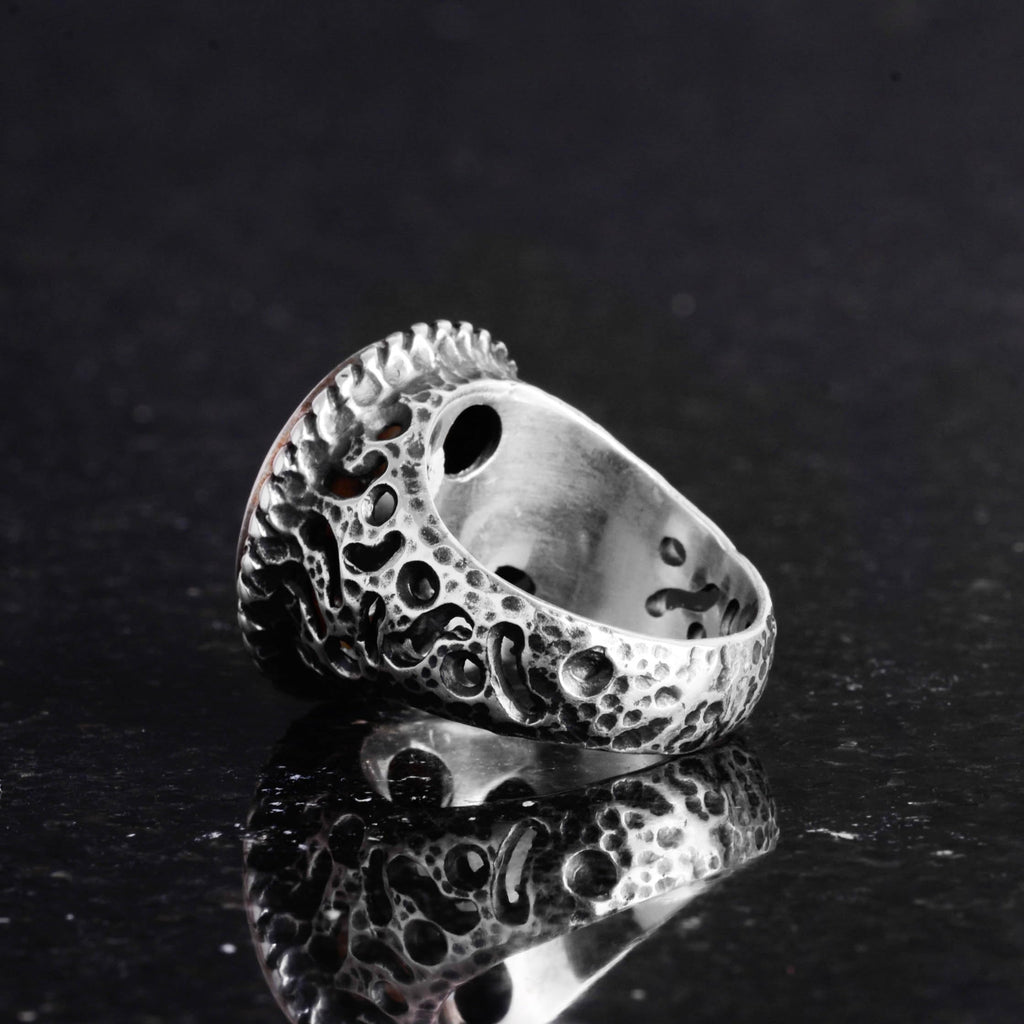 Natural Stone Ring - 925 Sterling Silver Men's Ring with Blue Sapphire — 6
