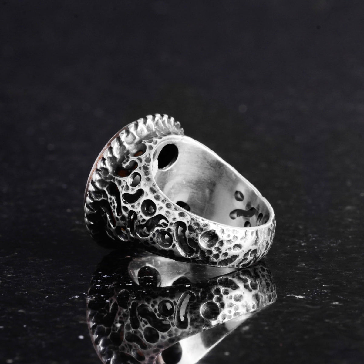 Natural Stone Ring - 925 Sterling Silver Men's Ring with Blue Sapphire — 6