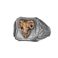 KAMBO Ram Skull Men's Ring – 925 Sterling Silver Gold Plated Ram Head – Handmade Gothic Ram Symbol Jewelry – Bold Viking Statement Ring