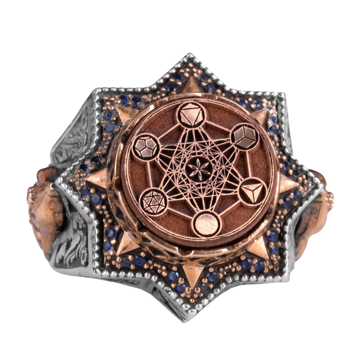 KAMBO 925 Sterling Silver Men's Ring – Spiritual Zircon and Star Symbol Design (Style - 3)
