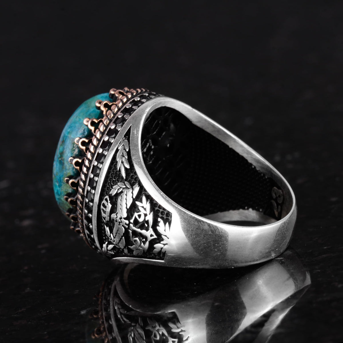 Natural Stone Ring - Handcrafted Eagle Ring - 925 Sterling Silver (Model-4) — 6