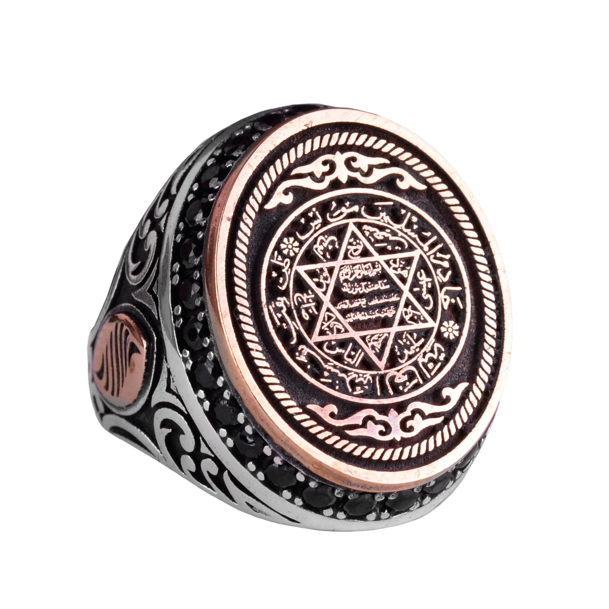 KAMBO Handmade 925 Sterling Silver Men's Ring David of Star Solomon Design Kabbalah Religious Statement Jewelry Vintage 