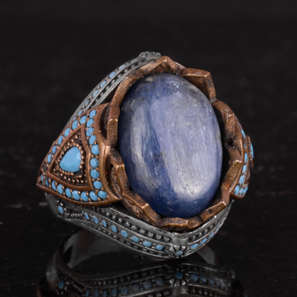 Natural Stone Ring - Handcrafted 925 Sterling Silver Ring (Kyanite) — 5