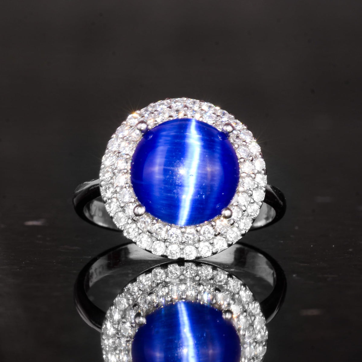 Navy Eye Stone Silver Ring — 4