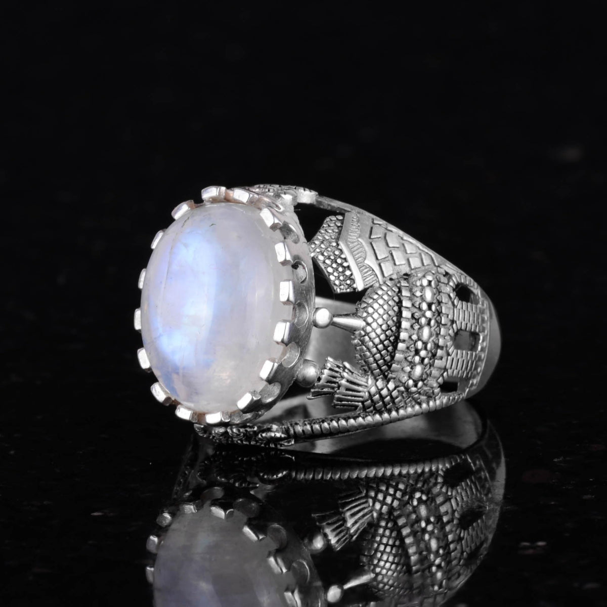 925 Sterling Silver Men's Ring - Lighting Stone — 3