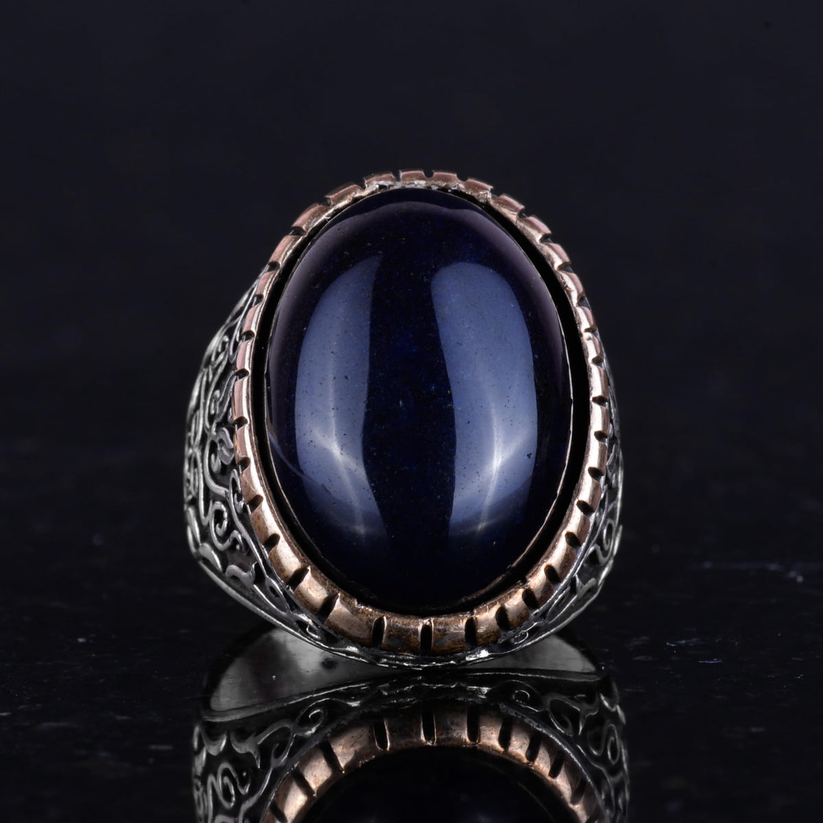 Synthetic Stone Ring - 925 Sterling Silver Men's Ring — 4