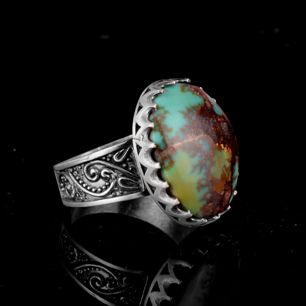 Natural Arizona Turquoise Stone Ring - 925 Sterling Silver (Model-6) — 4