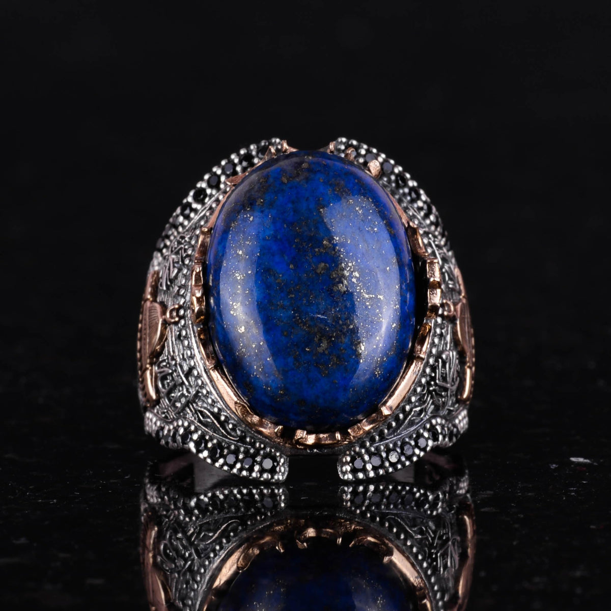 Handmade Lapis Lazuli Stone Mosque Design Silver Ring, 925 Sterling Solid Silver - Wisdom and Truth — 3