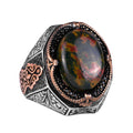Natural Green Blood Stone Ring - 925 Sterling Silver