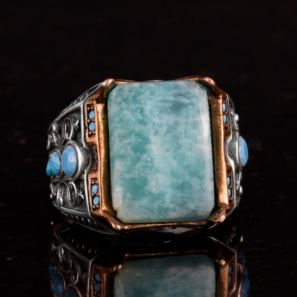 Natural Amazonite Stone Ring - 925 Sterling Silver — 5