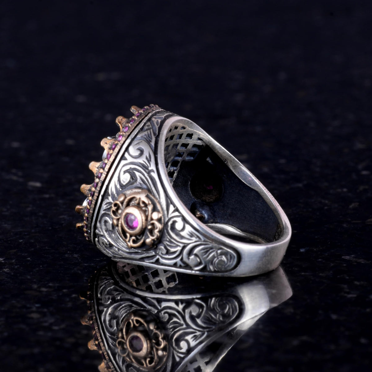 925 Sterling Silver Monogram Ring - Custom Handmade Men's Ring — 2