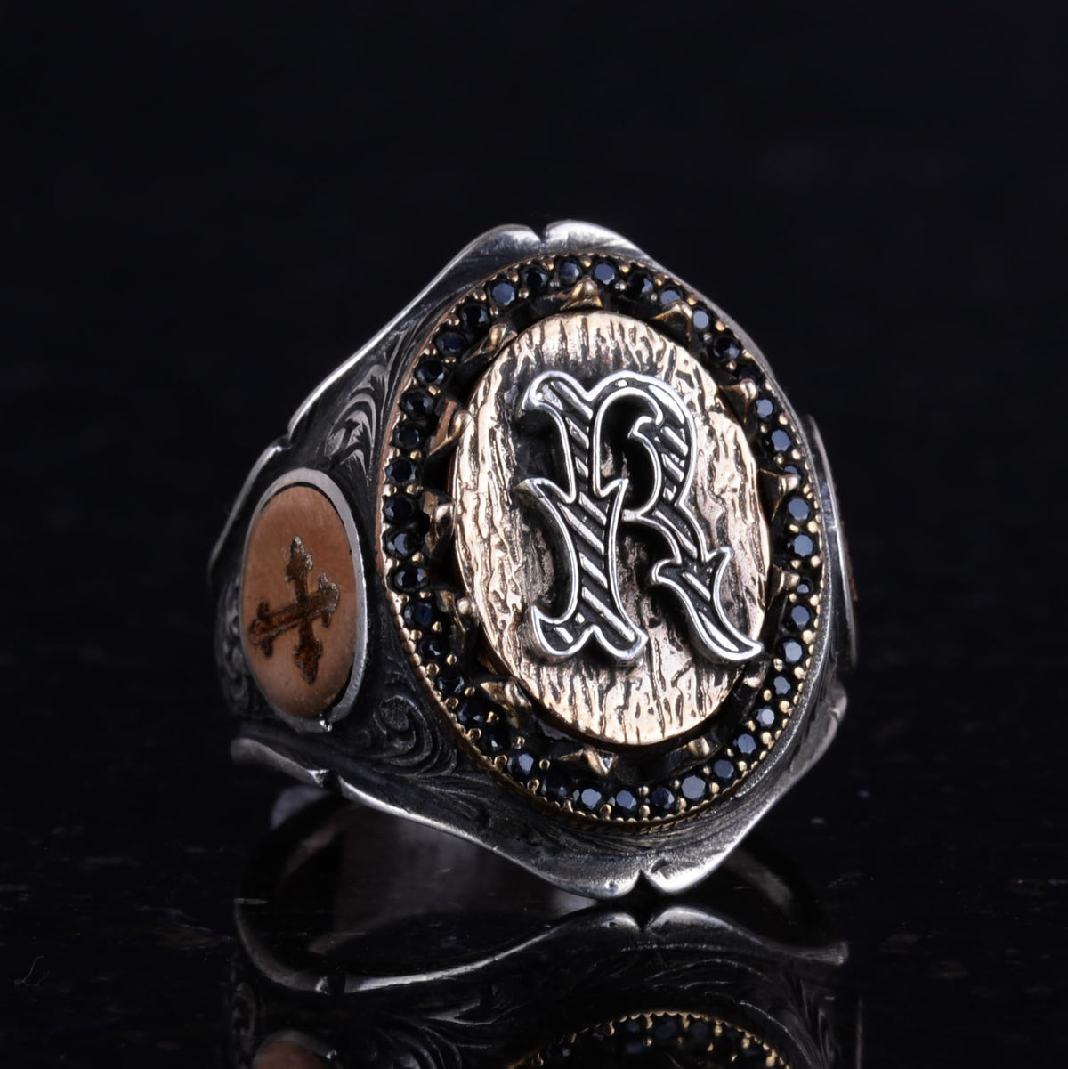 Cross Letter Silver Ring — 2