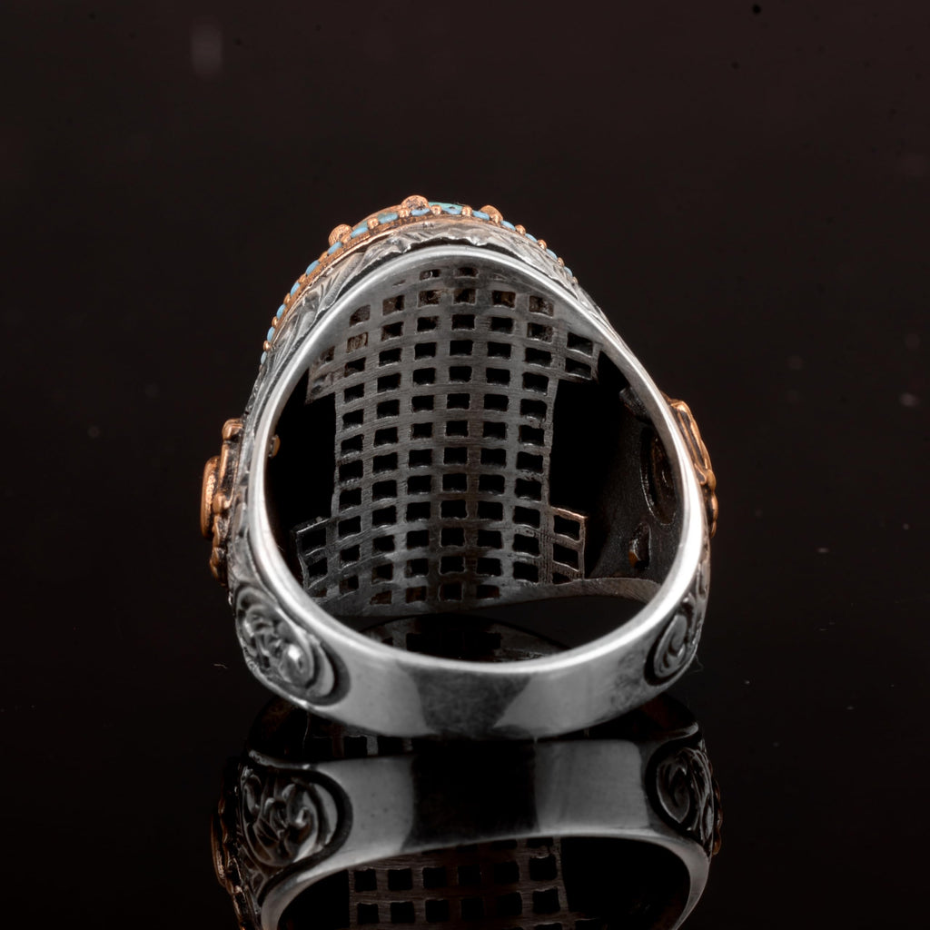 Handmade Natural Arizona Turquoise Stone Ring, 925 Sterling Silver Ring — 7