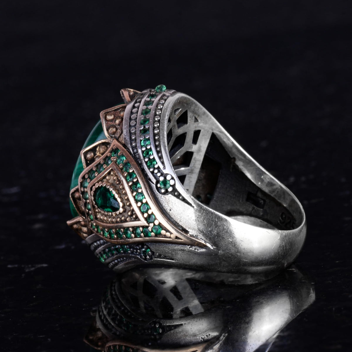 Natural Stone Handmade Ring - 925 Sterling Silver (Malachite) — 7