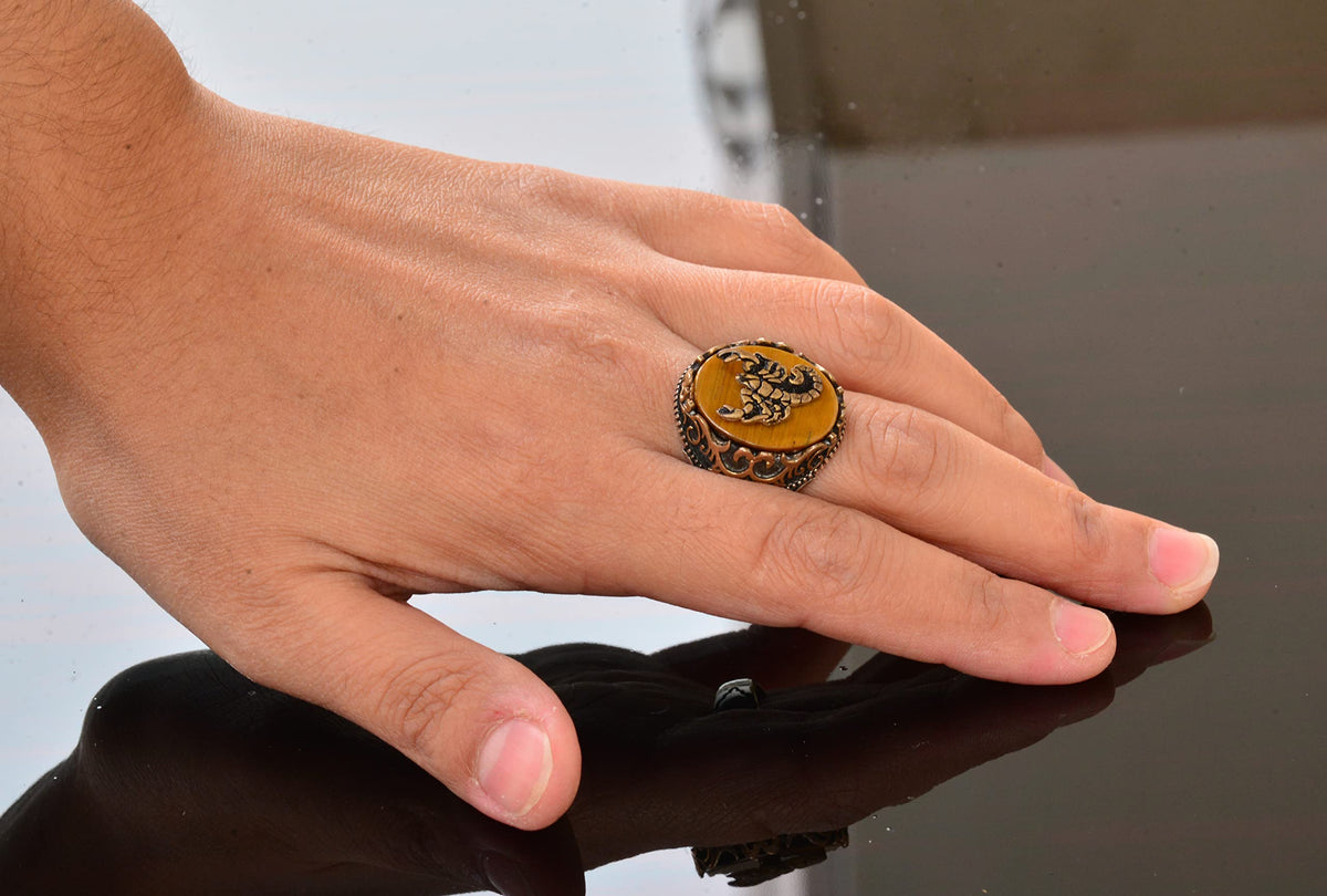 Natural Tiger's Eye Stone Ring - 925 Sterling Silver Ring — 6