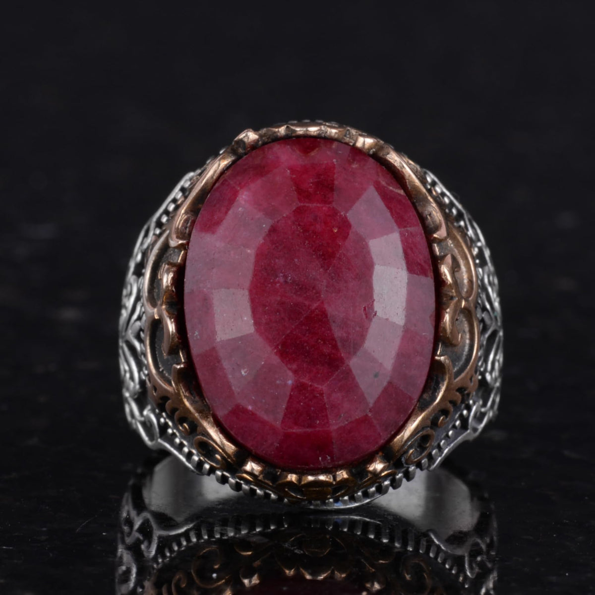 Natural Stone Handmade Ring - 925 Sterling Silver Ring (Ruby) — 4