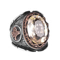 Ottoman Tugra Silver Ring with Yellow Citrine Stone