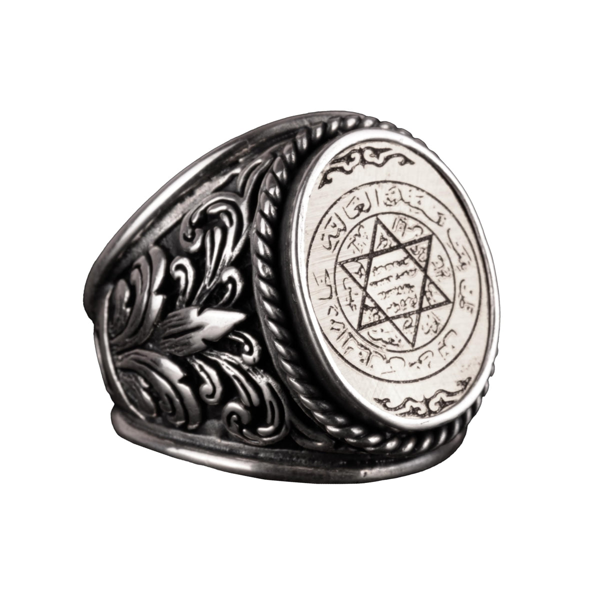 King Solomon Seal Silver Ring, 925 Sterling Silver Men's Ring, Star of David