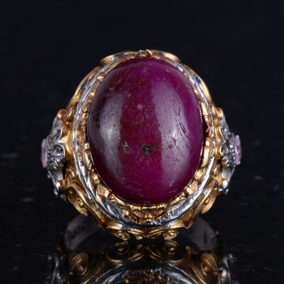 Natural Ruby Stone Sultan Ring - 925 Sterling Silver — 4