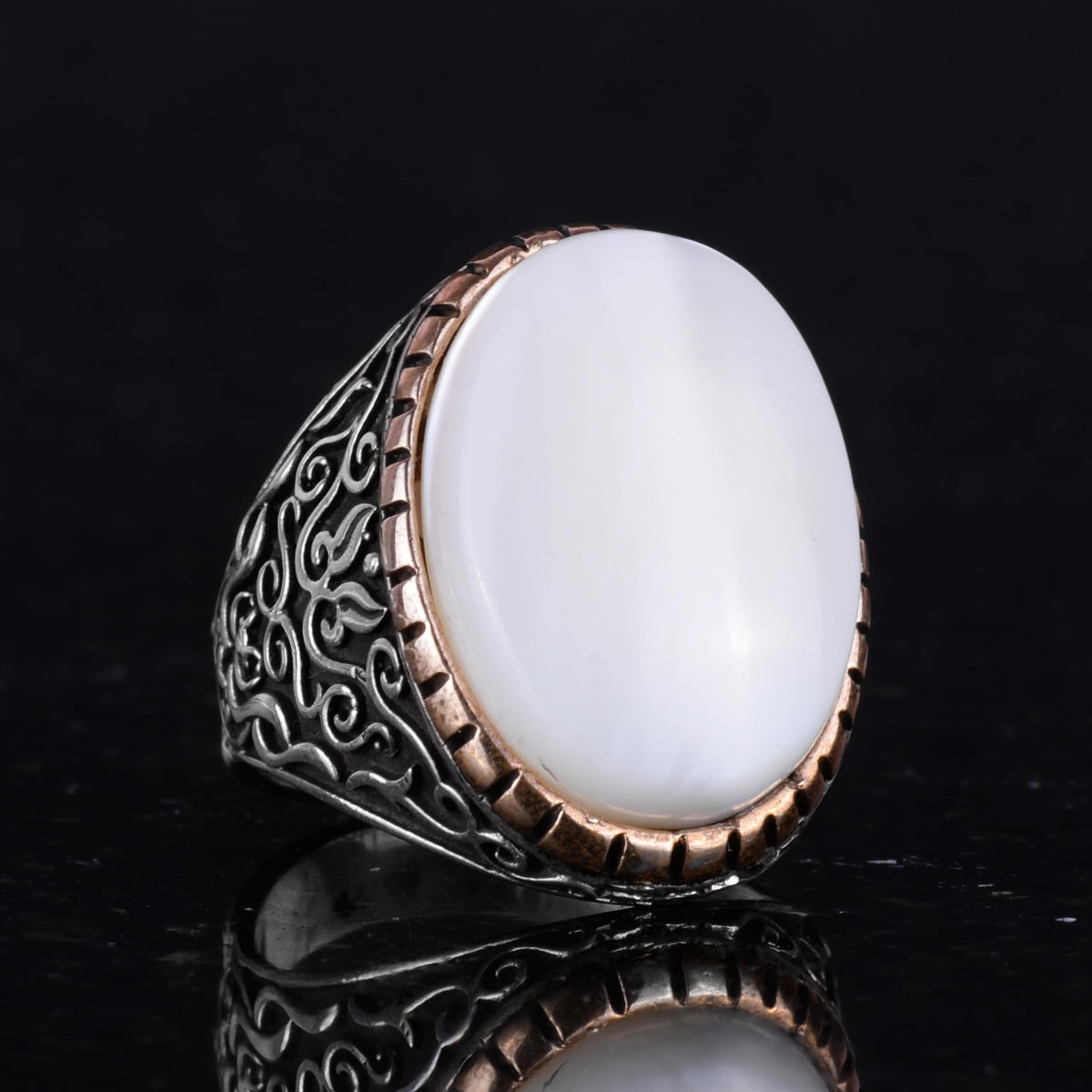Natural Pearl Stone Ring, Sultan Ring, 925 Sterling Silver — 4