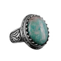 Kambo Handmade Cabochon Amazonite Gemstone Ring - Refreshing 925 Sterling Silver Men's Ring - Harmony and Balance Design