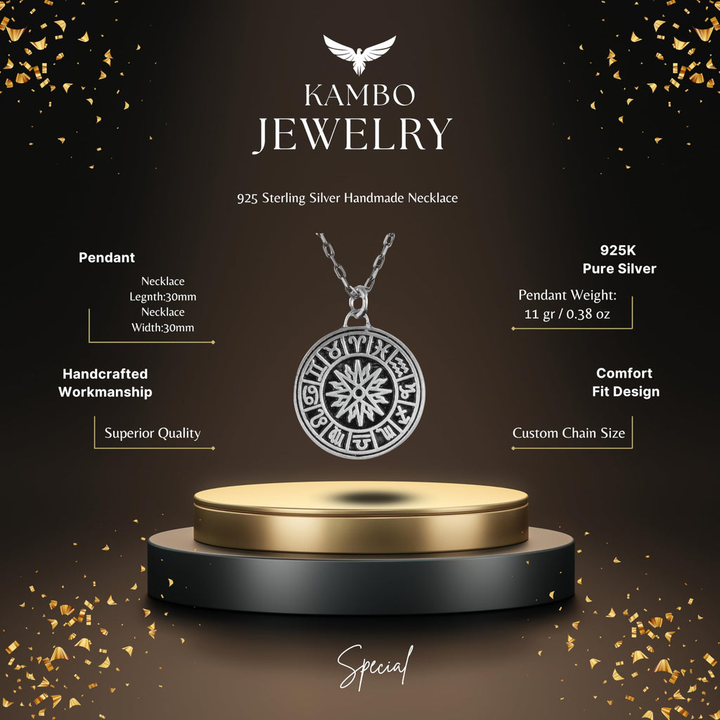 925 Sterling Silver Necklace - Zodiac Wheel Necklace — 2
