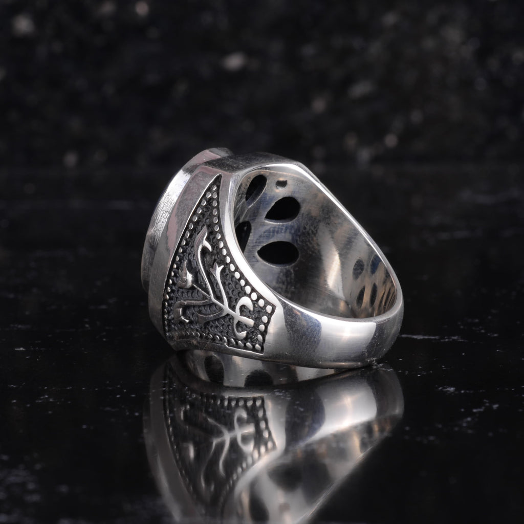 KAMBO Natural Kyanite Stone Men's Ring 925 Sterling Silver Handmade Blue Stone Statement Ring Vintage Design — 7